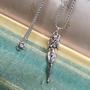 Silver Angel Sexy Girl Pendant Necklace